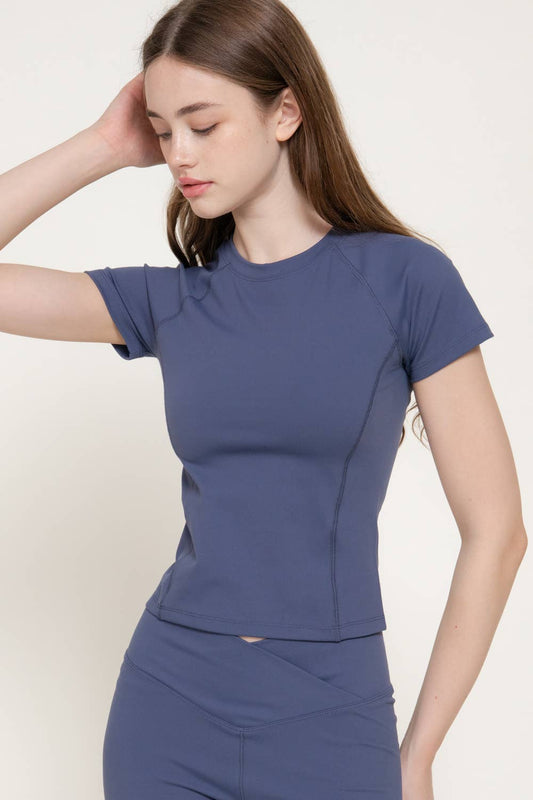 Short Sleeve Raglan Sleeve Crew Neck Workout Top