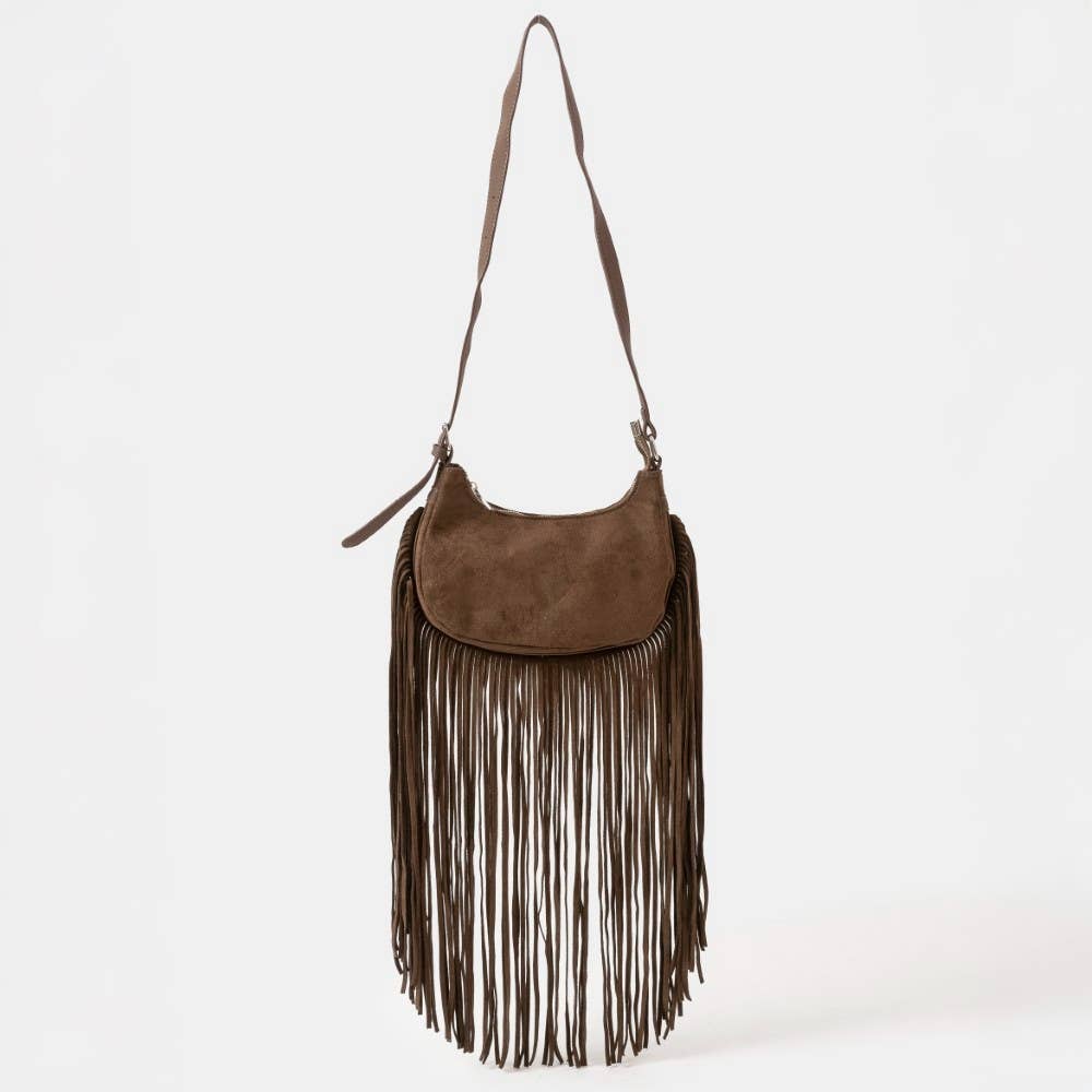 Suede Fringe Crossbody Bag