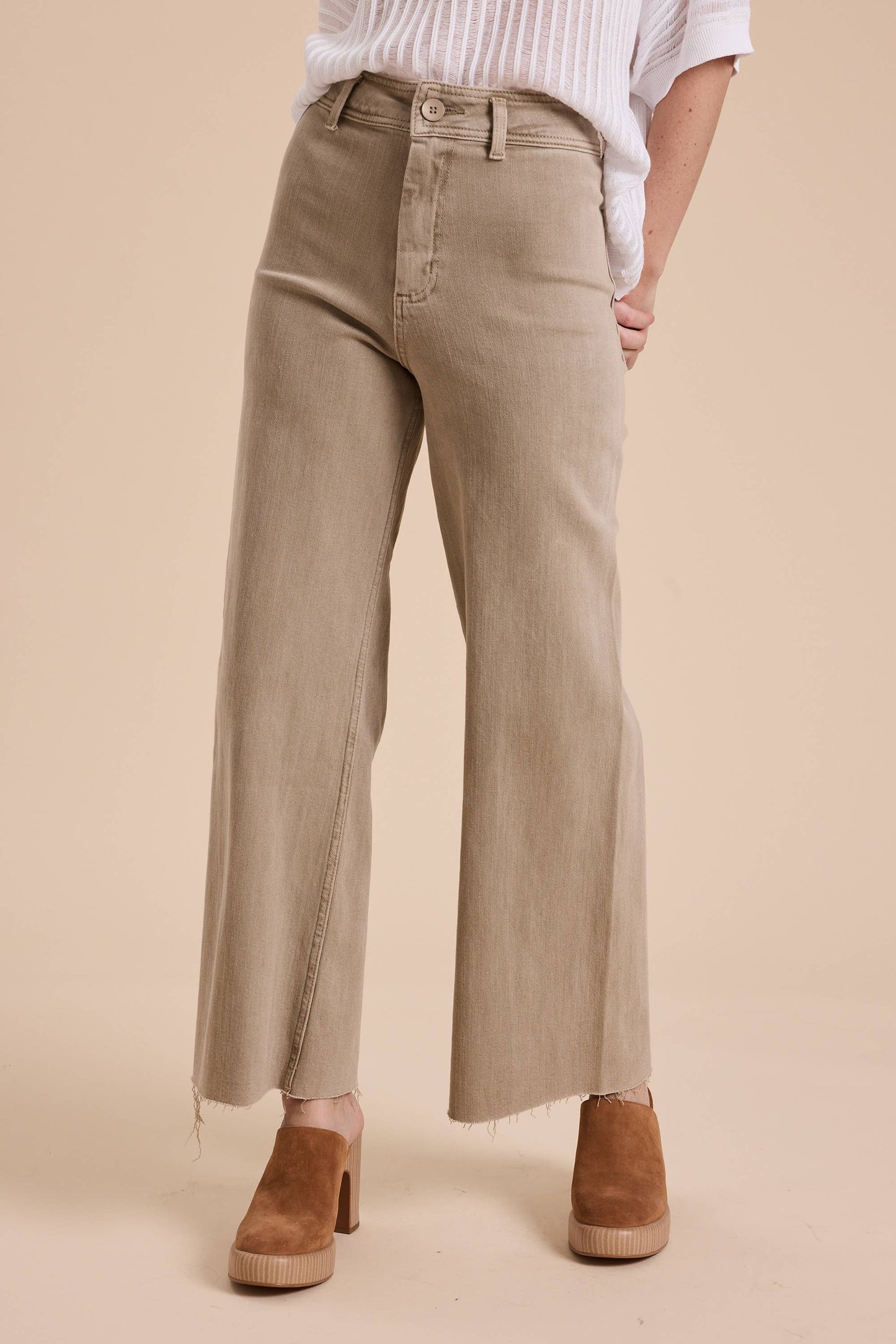 Stone Wide Leg Denim