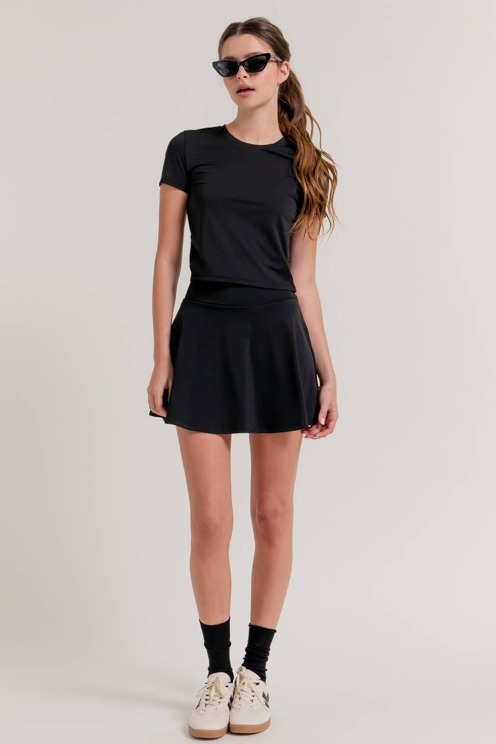 Short Sleeve Crew Neck Side Ruched Activewear Top