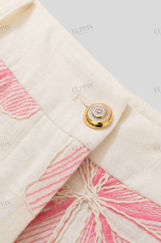 Floral Embroidery Pants