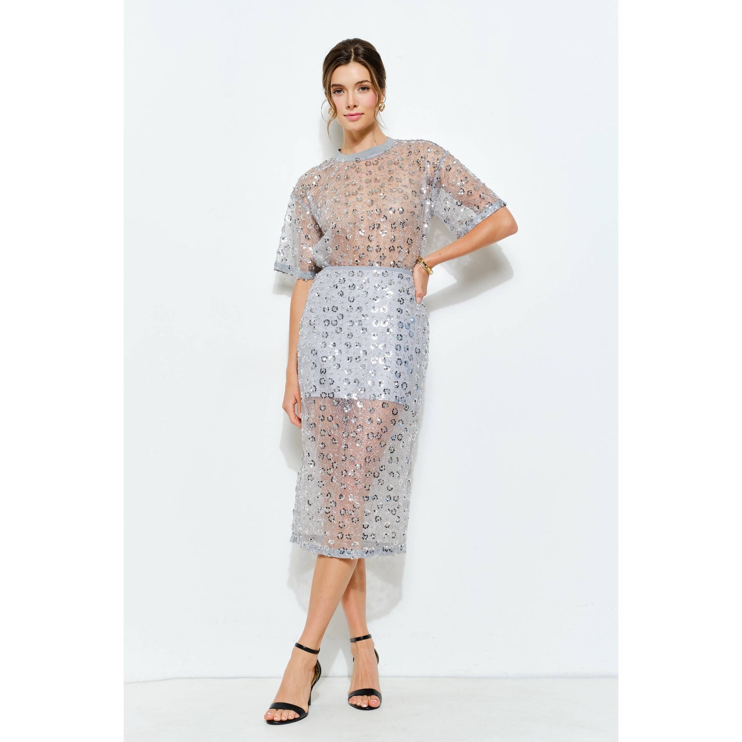 Elsa Sequin Midi Skirt