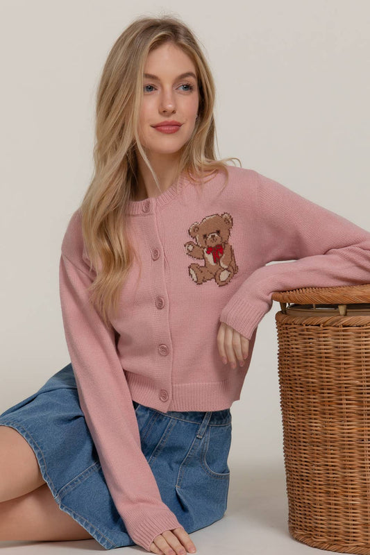 Pink Teddy  Cardigan