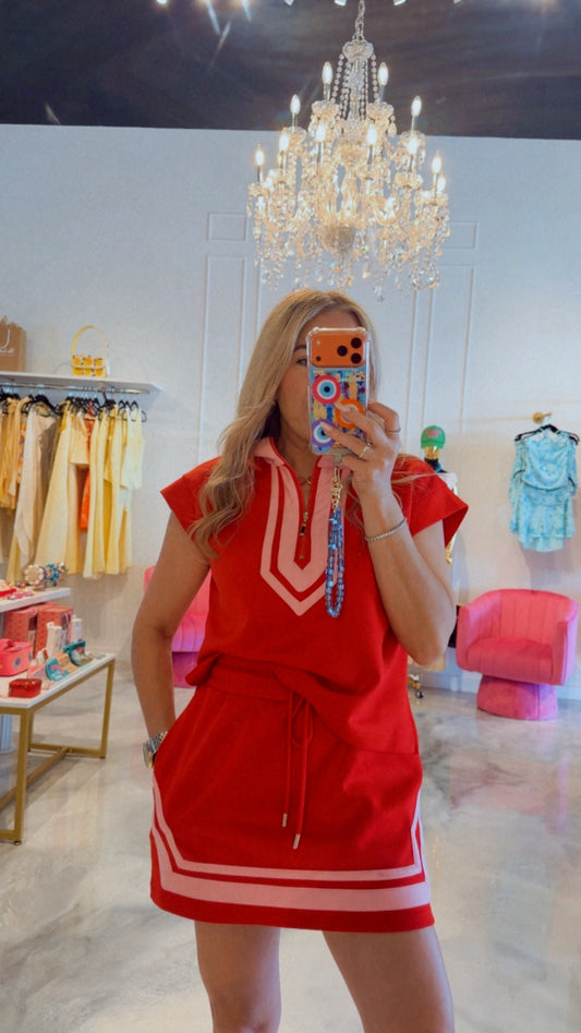 Red Pink skort set