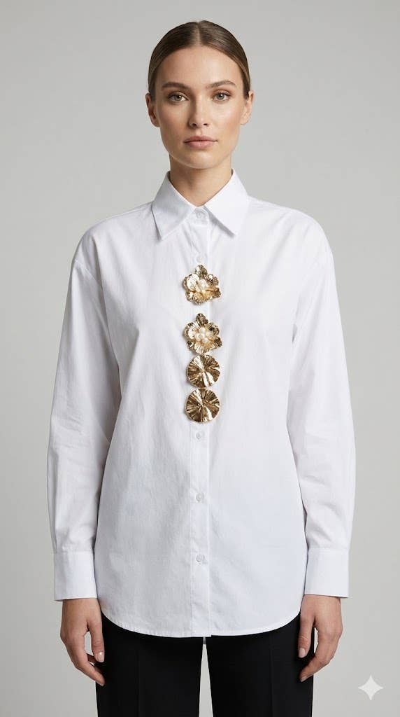 Embellished Button-Down Shirt
