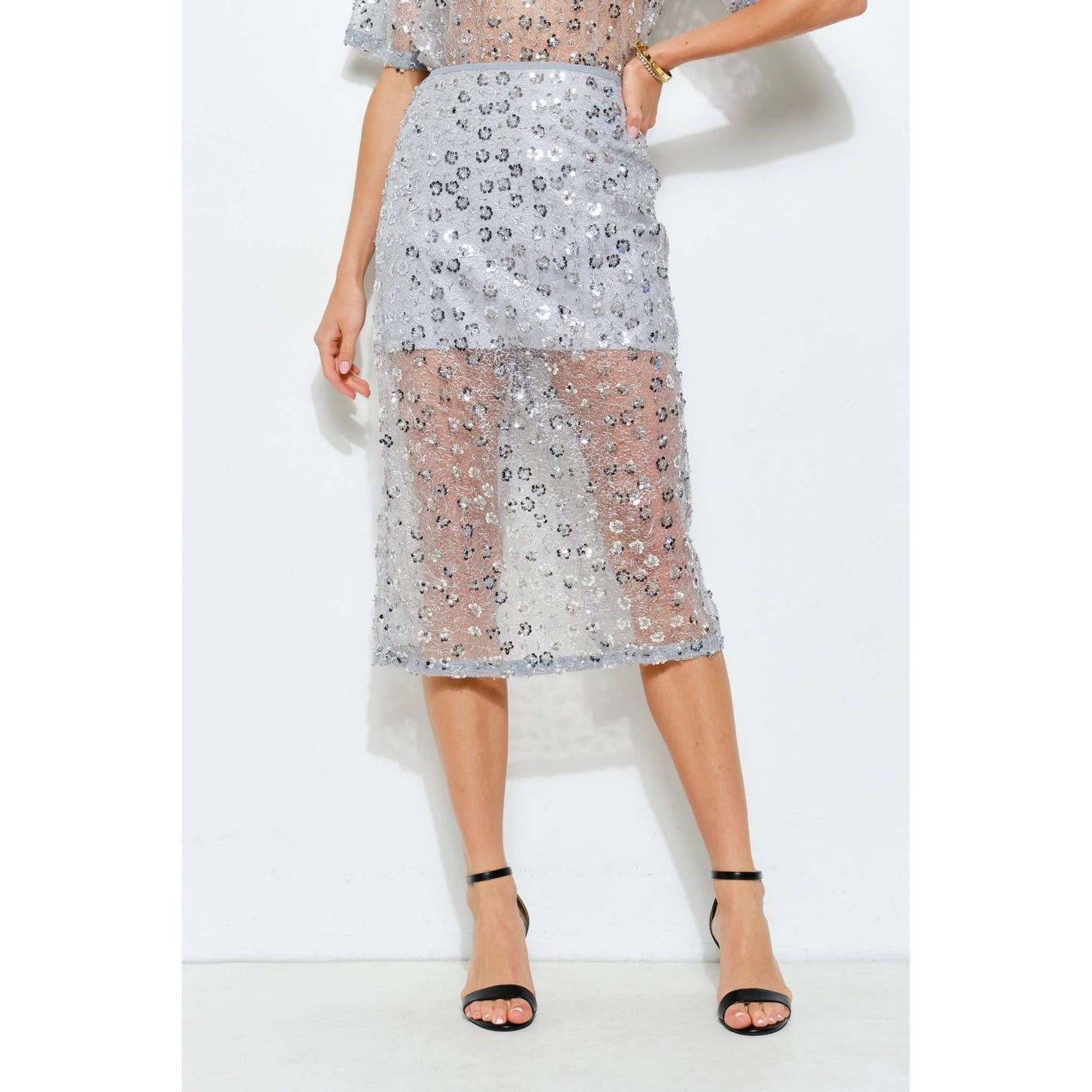 Elsa Sequin Midi Skirt