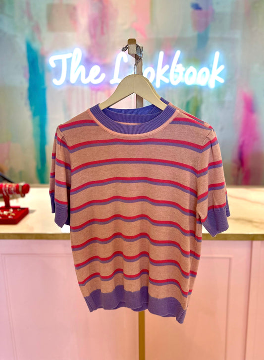 Pink Lavender Striped Top