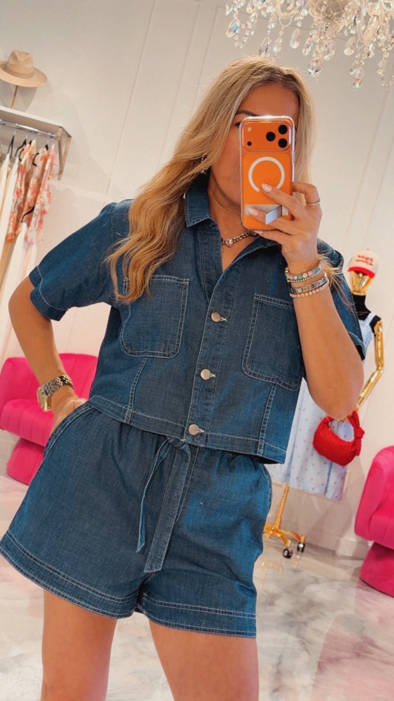 Dark Denim Short Set