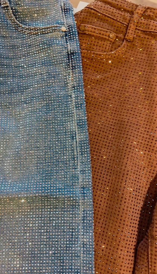 Rhinestone Denim Pants