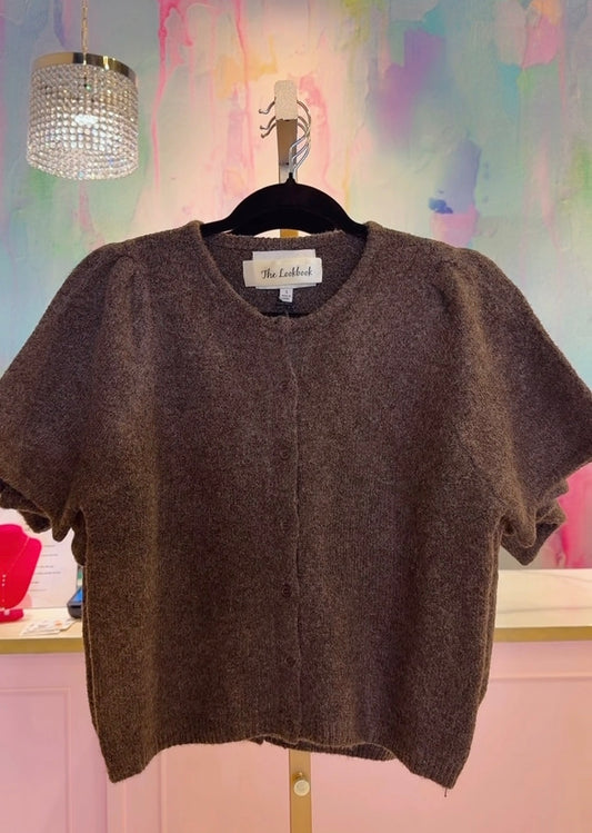 Brown Short Sleeve Sweater