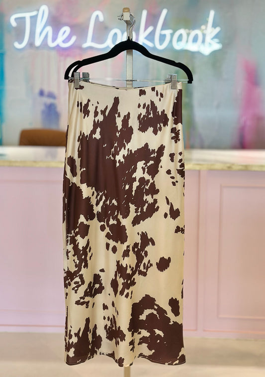 Cow Print Maxi Skirt