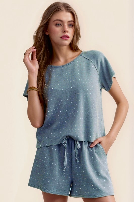 All over Rhinestones Short Set