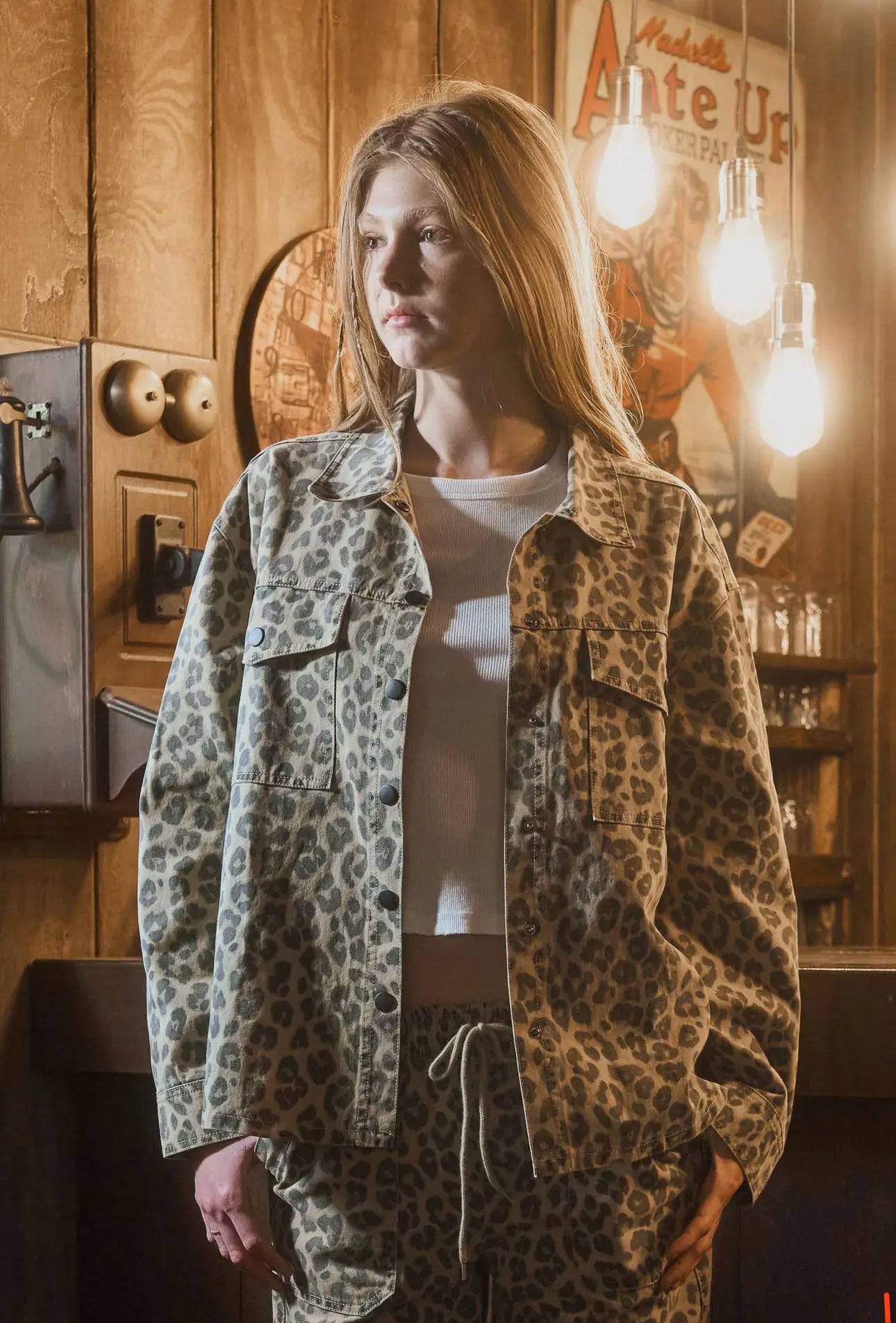 Leopard Denim Pant Set