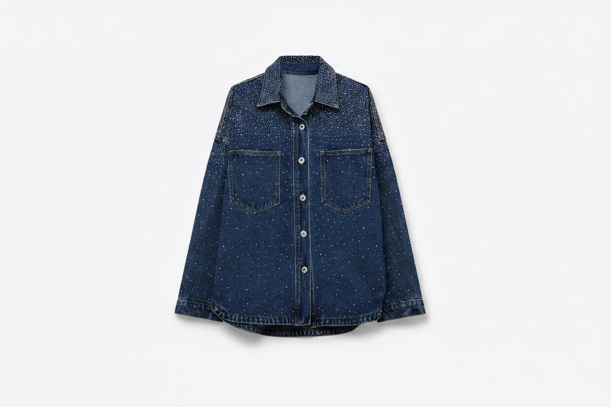 Denim Rhinestone Shacket