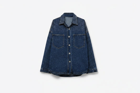 Denim Rhinestone Shacket