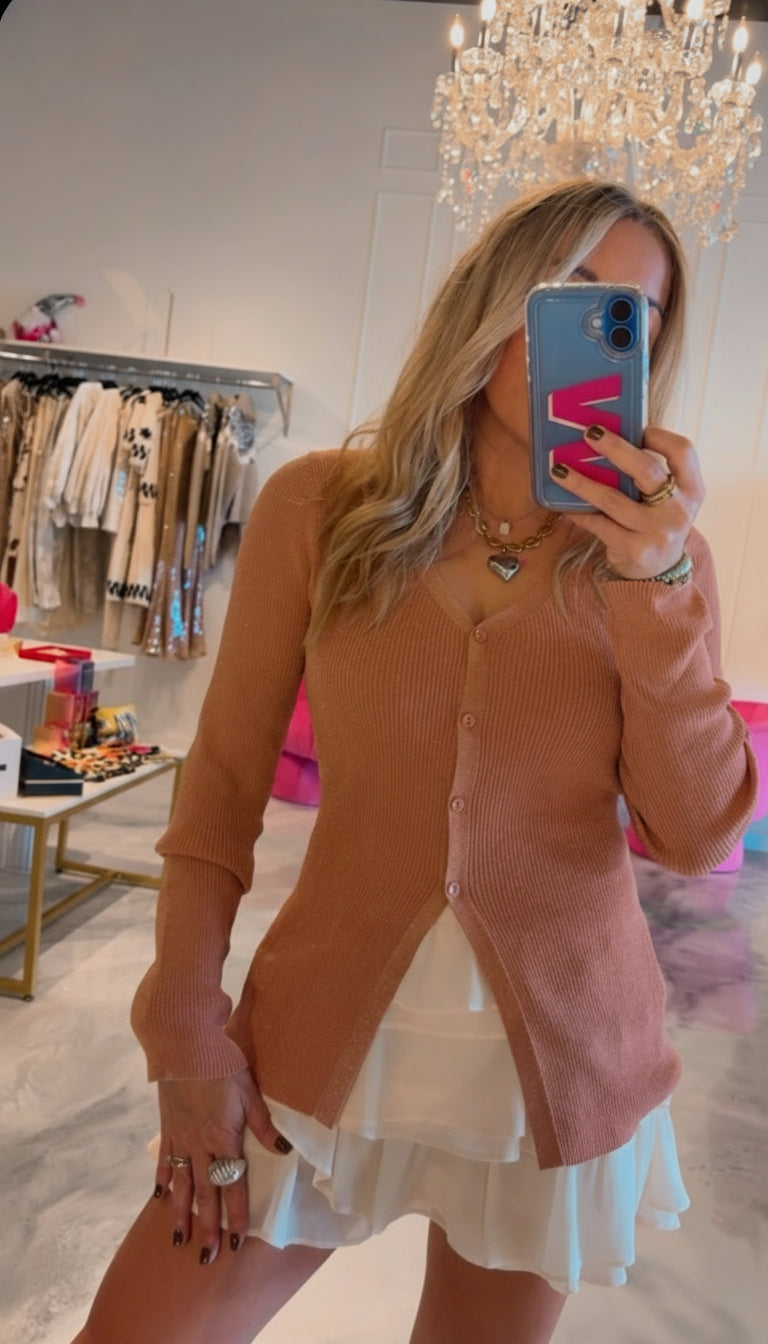 Daryl Ribbed Shimmery Cardigan