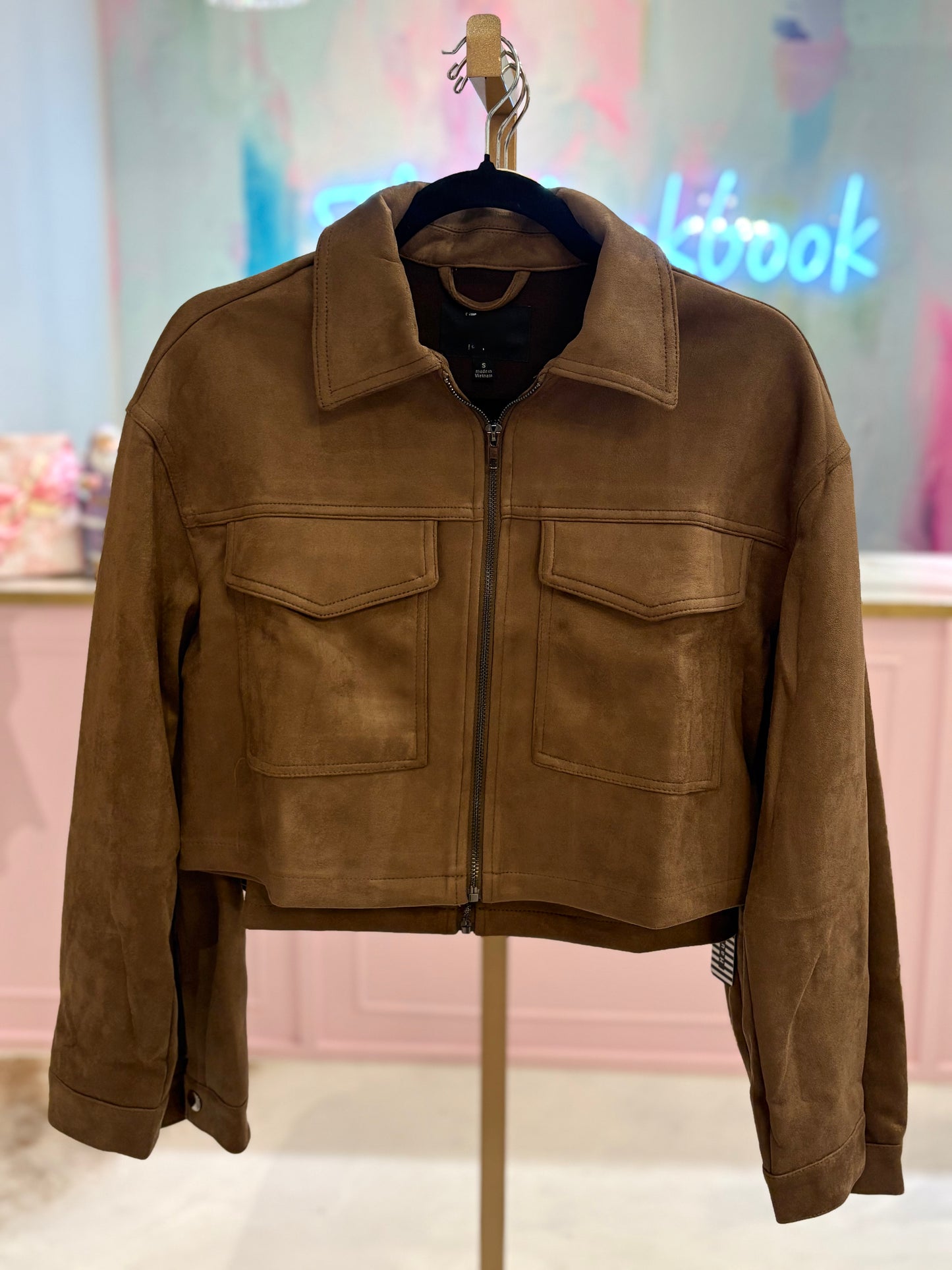 Brown suede Crop Jacket