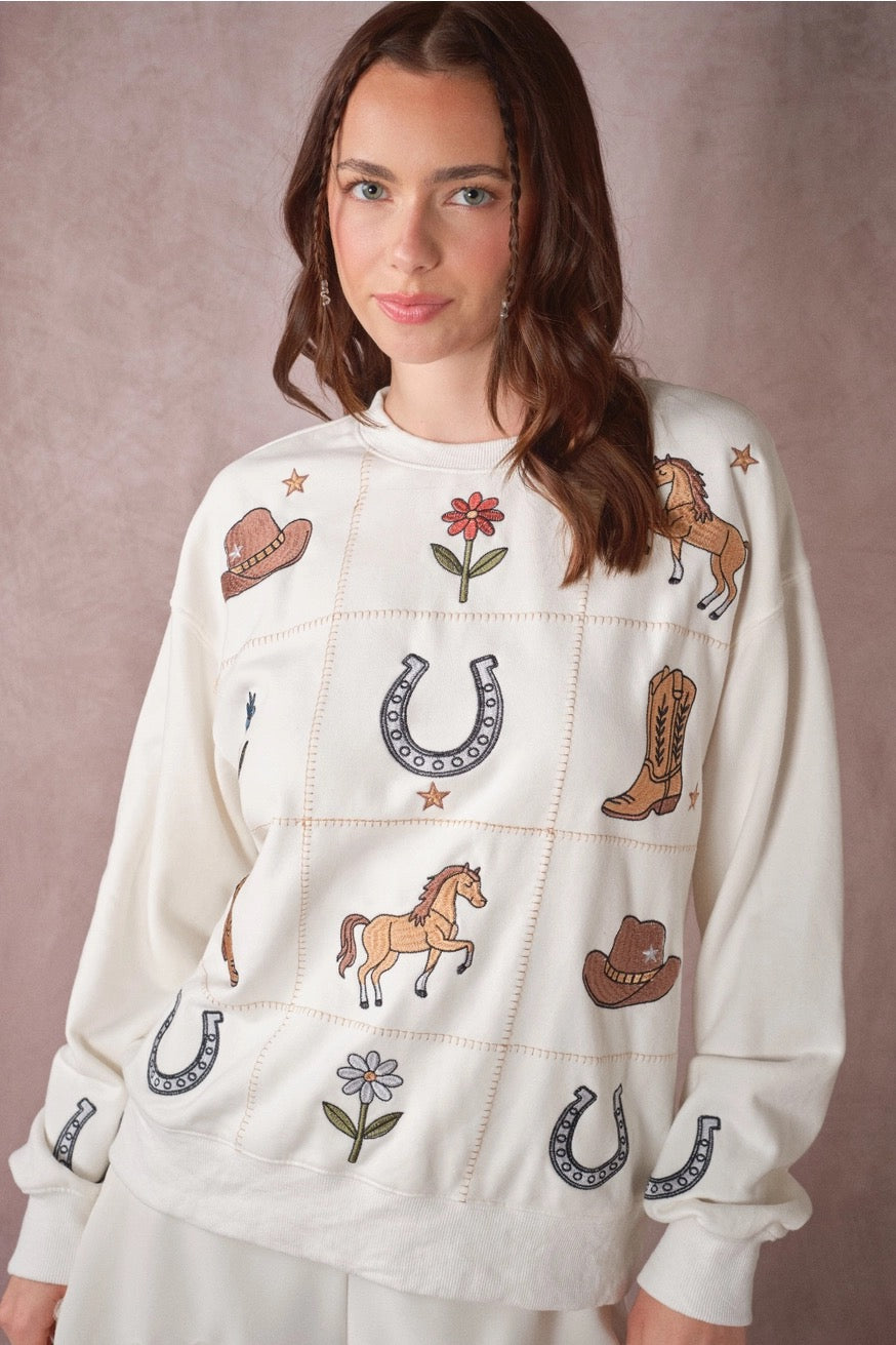 Western Embroidered Sweatshirt