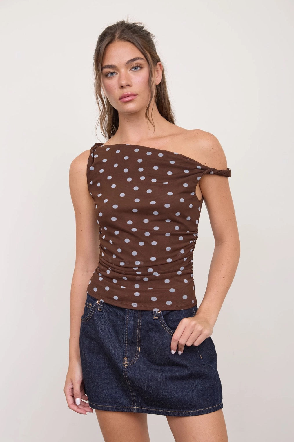 Polka Dot Mesh Top