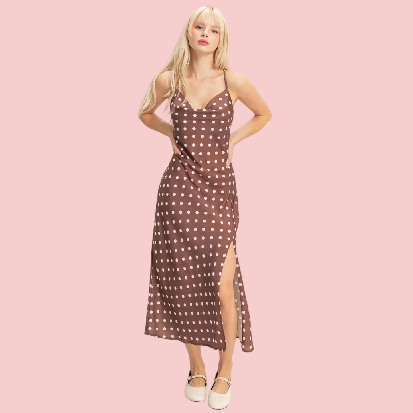 Polka Dot Satin Dress