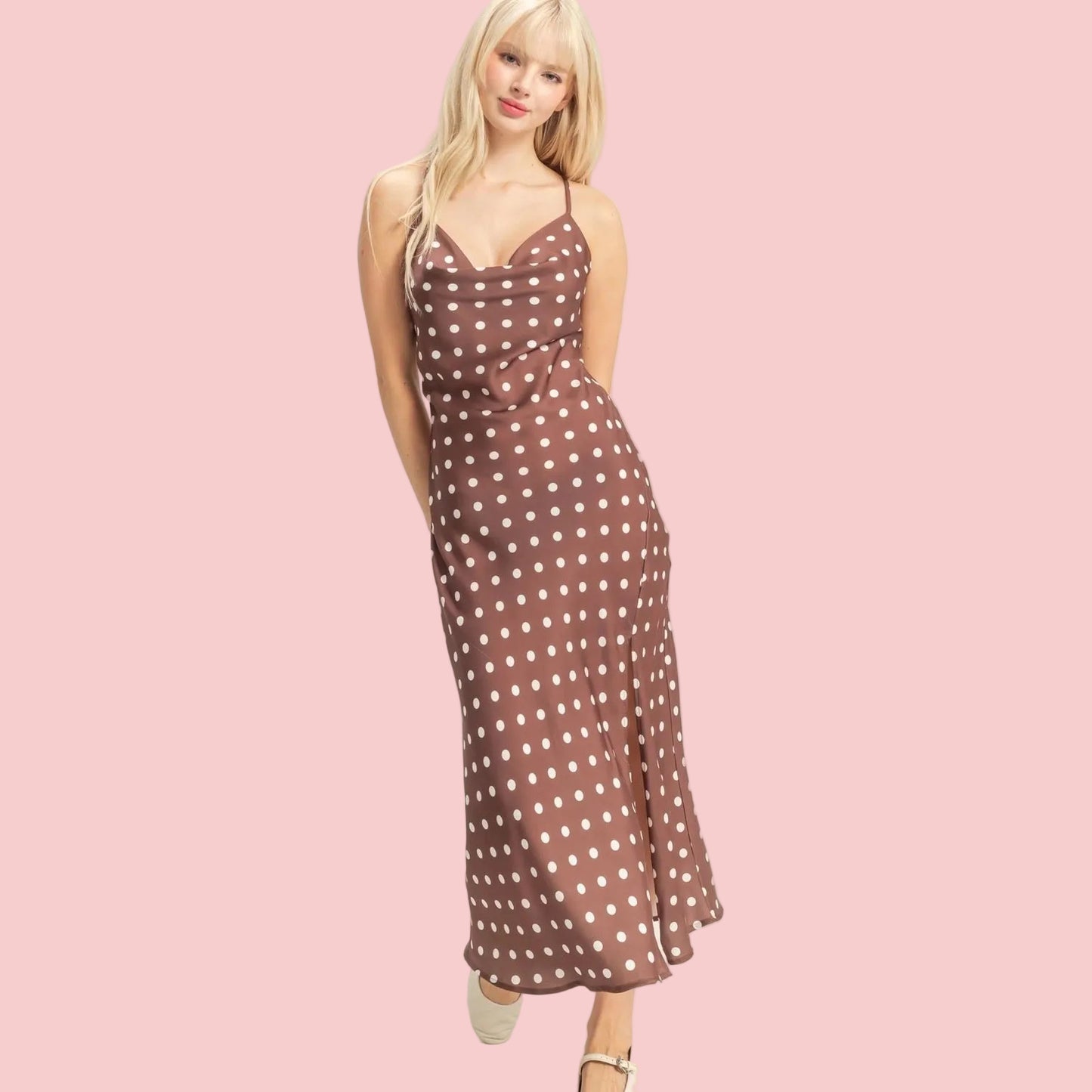 Polka Dot Satin Dress