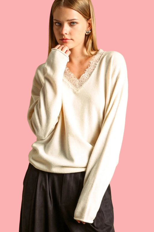 White Sweater With Lace