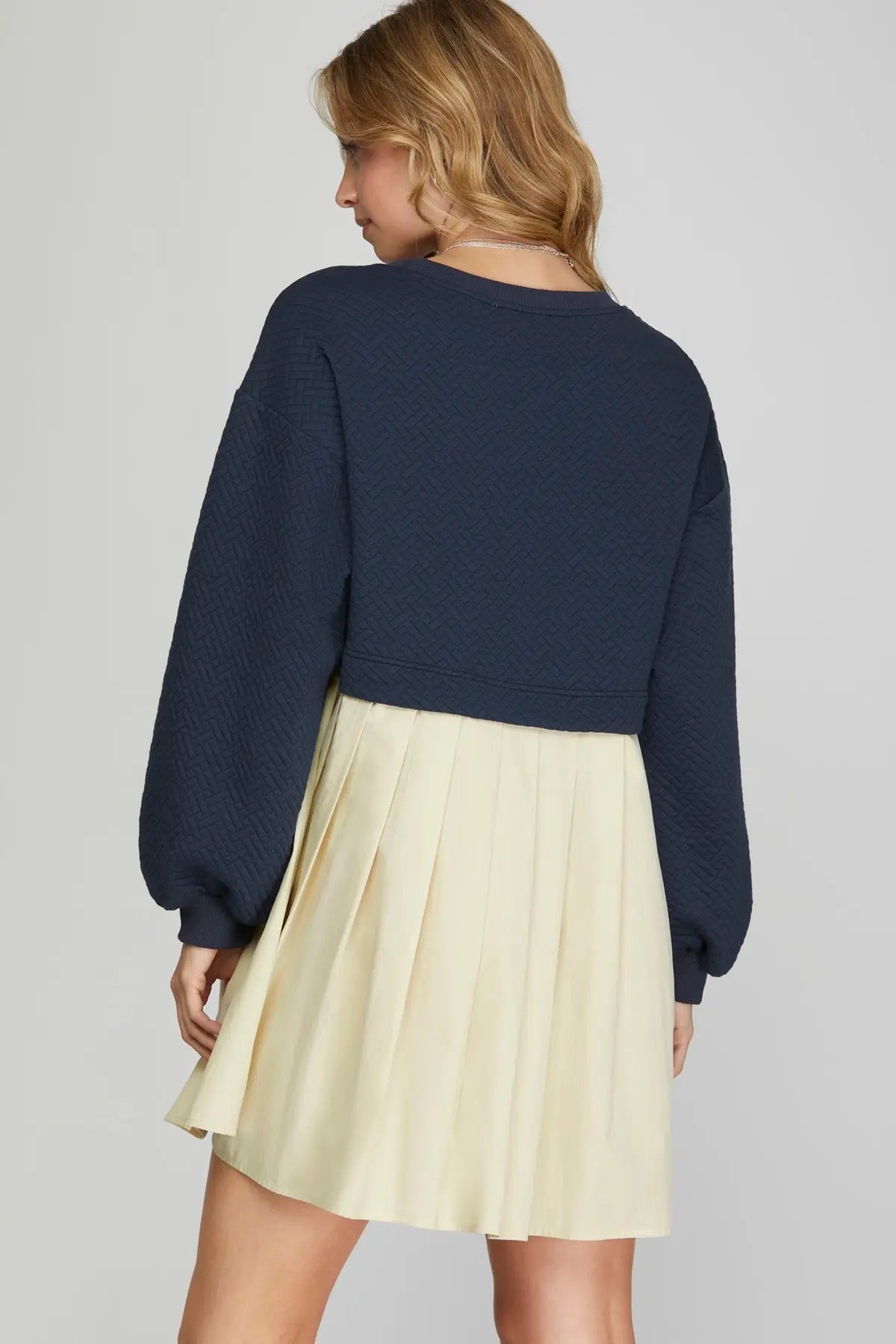 Navy Sweater Layered Dress