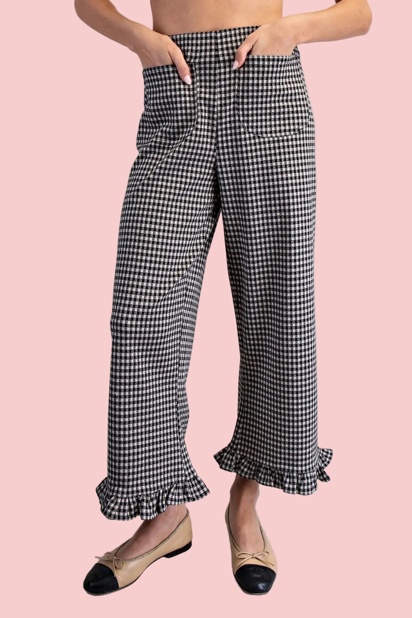 Gingham Black Pants