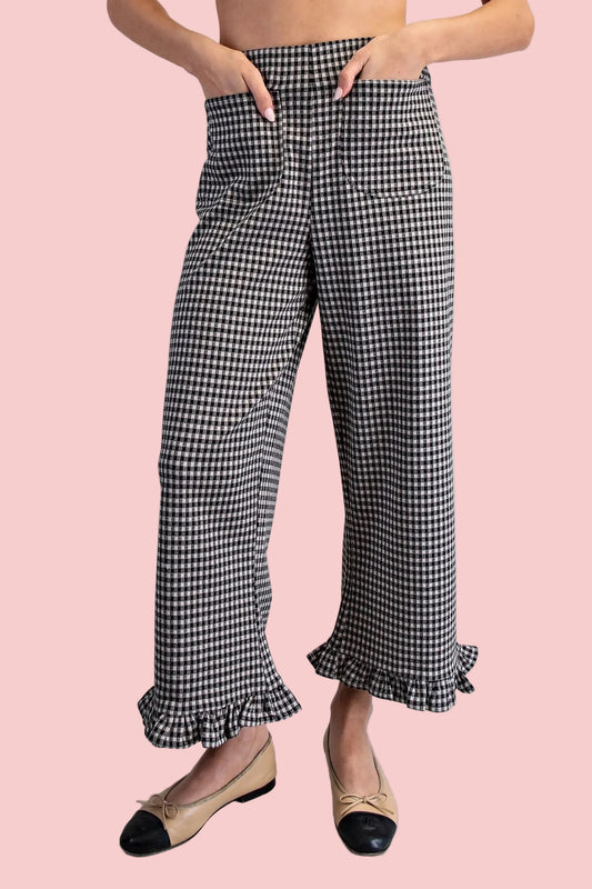 Gingham Black Pants