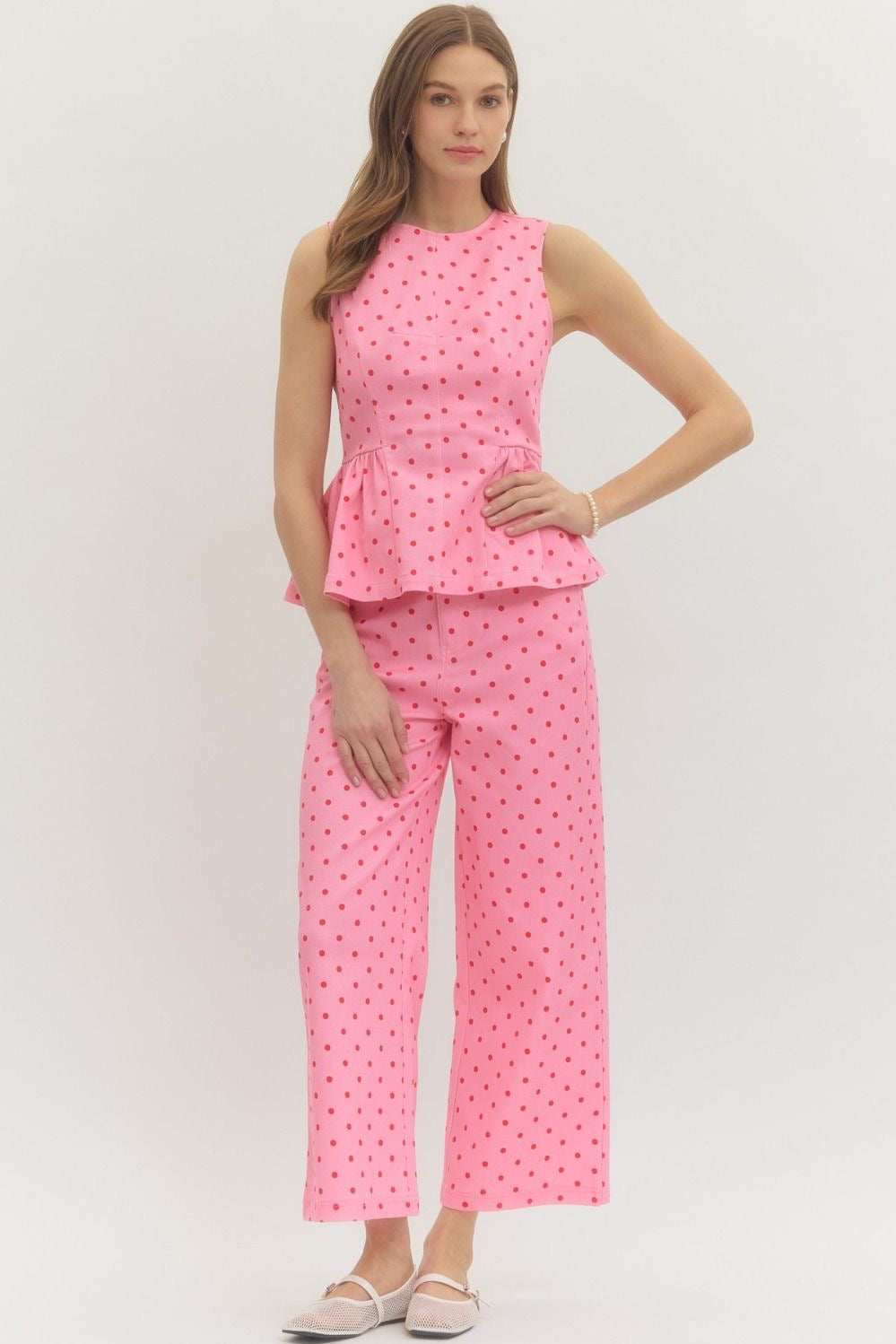 Denim Pink Polka Dot Set