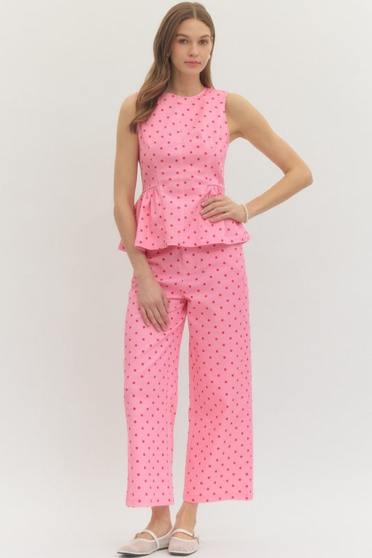 Denim Pink Polka Dot Pants