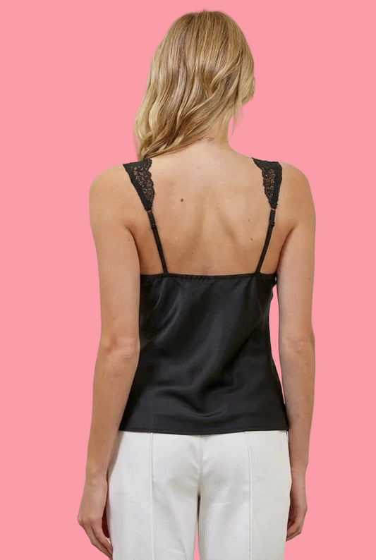 Satin & Lace Black Top