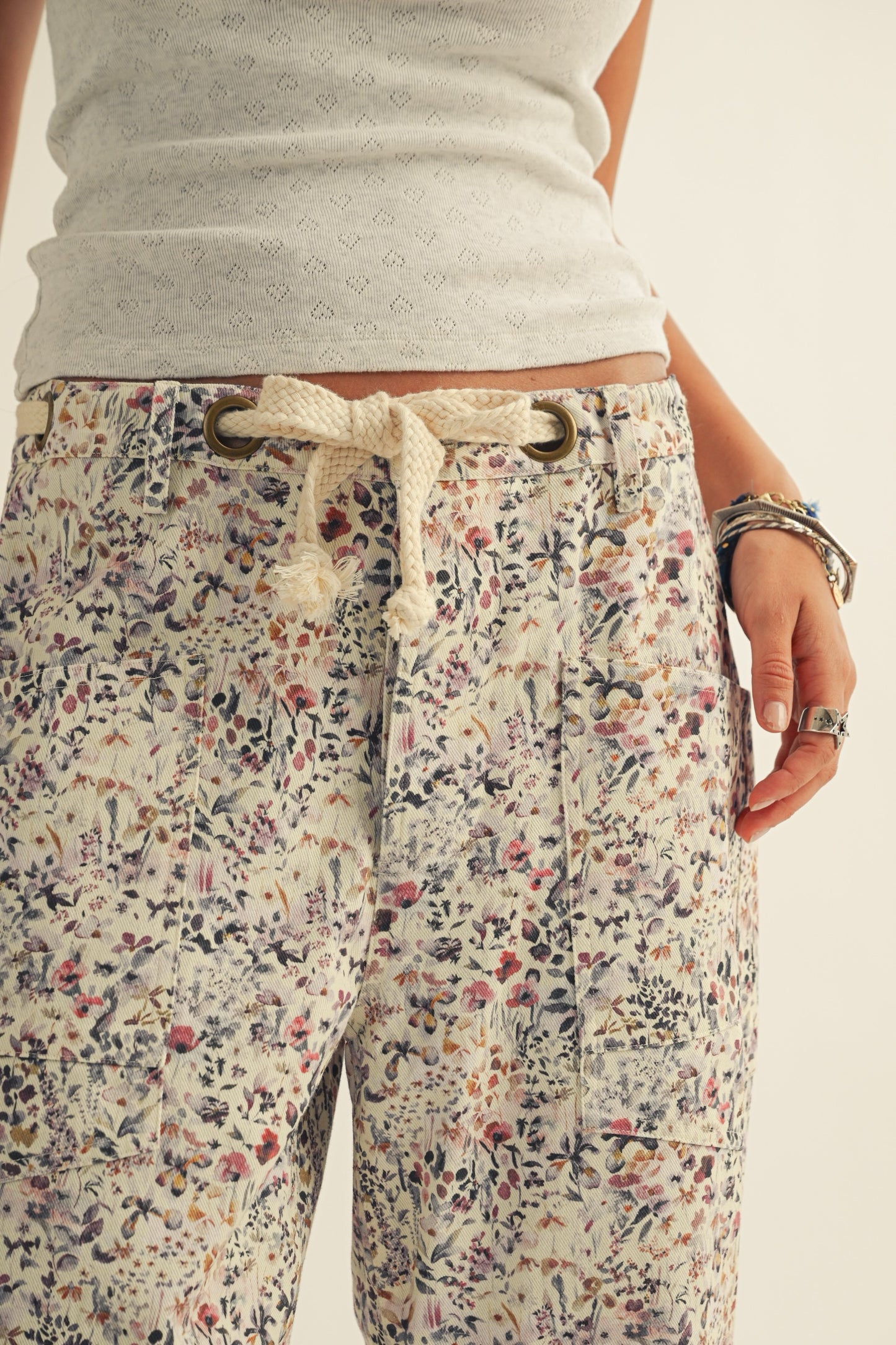Floral Barrel Denim
