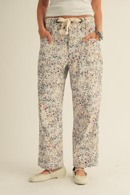 Floral Barrel Denim