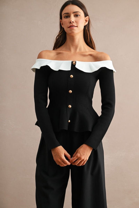 Off Shoulder Knit Top