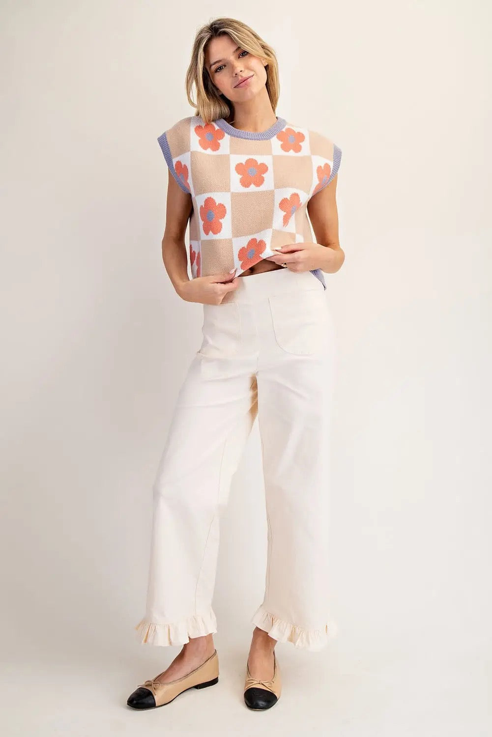 Ruffle Straight Leg Pants