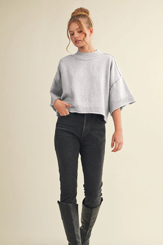 Grey Short Sleeve Sweater