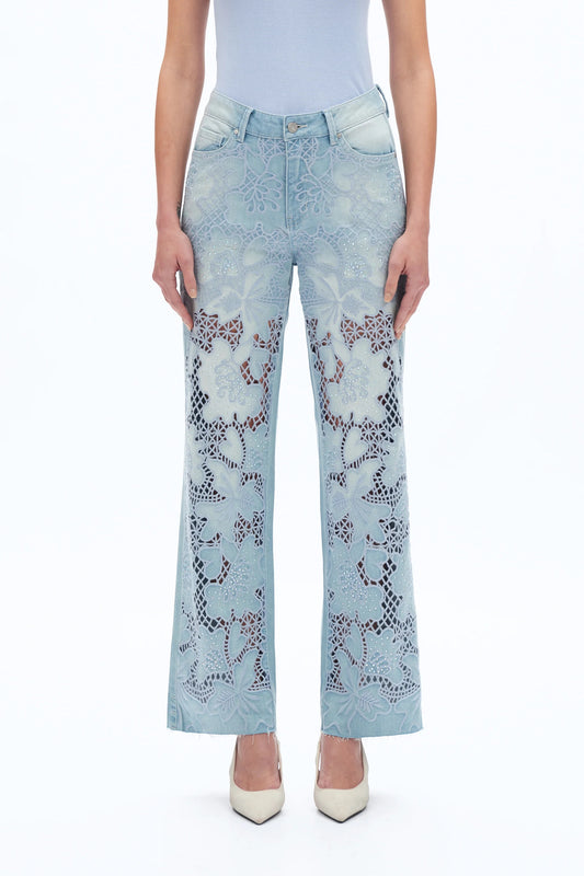 Embroidered Rhinestone Jeans