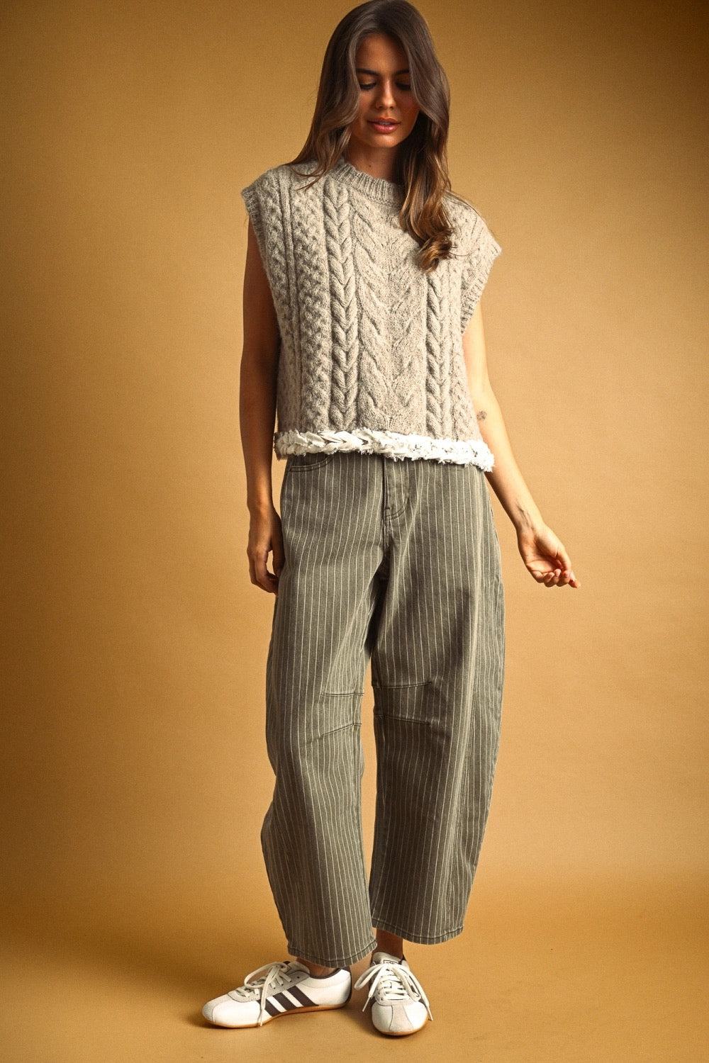 Olive Striped Barrel Denim