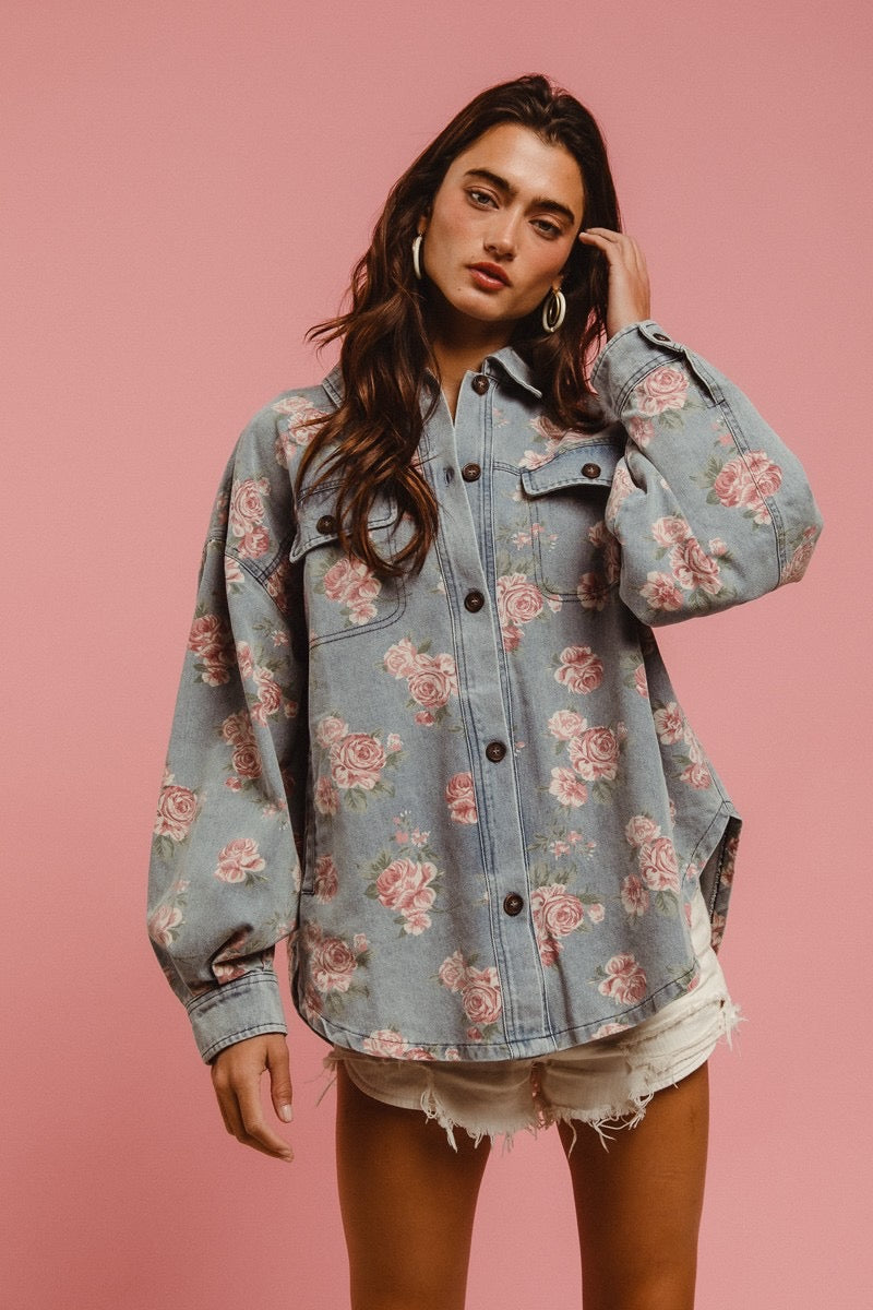 Floral Denim Shacket
