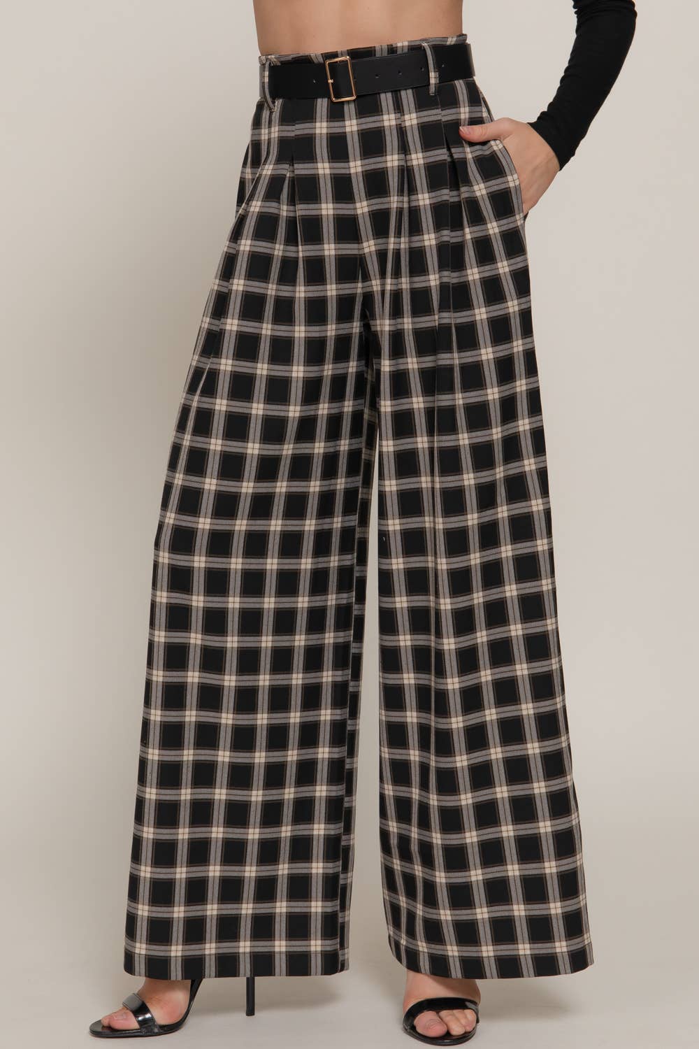 Plaid Wide Leg Pants