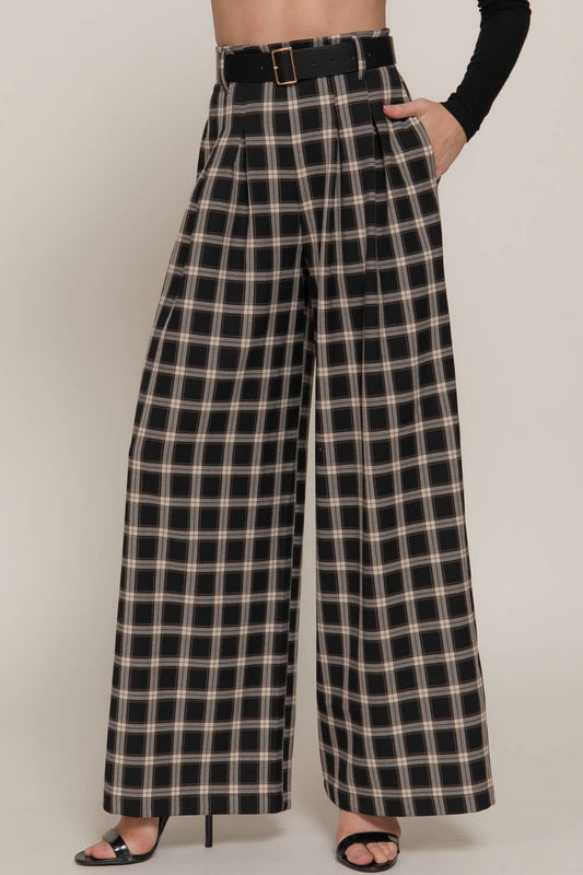 Plaid Wide Leg Pants