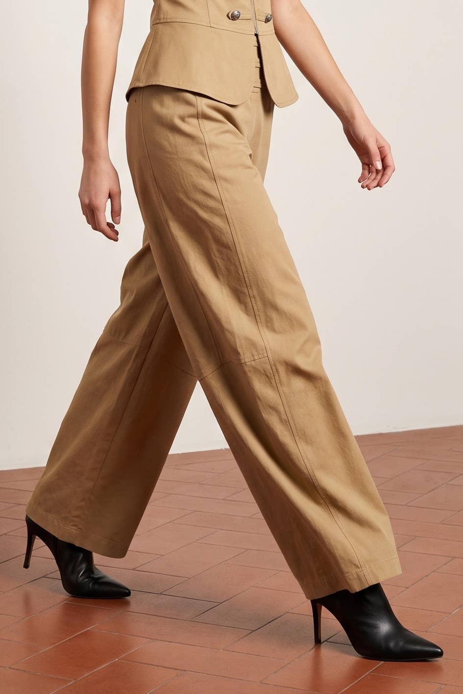 BUTTON DETAILED STRETCH TWILL PANTS