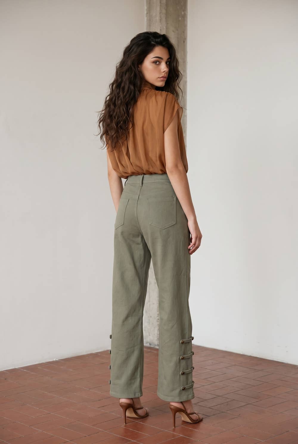 SHEER RUCHED TURTLENECK WOVEN BODYSUIT