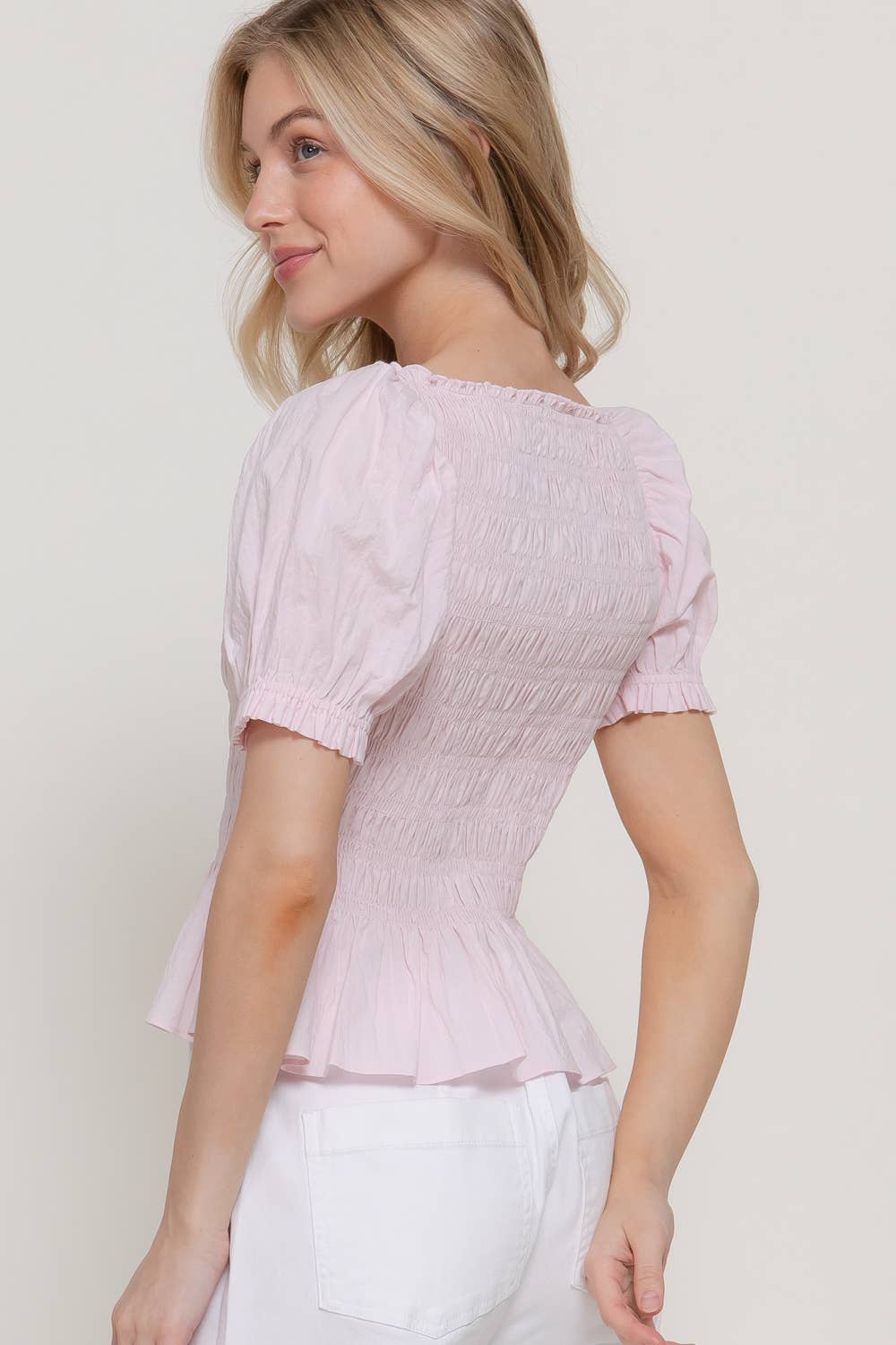 Melinda Pink Puff Sleeve Top