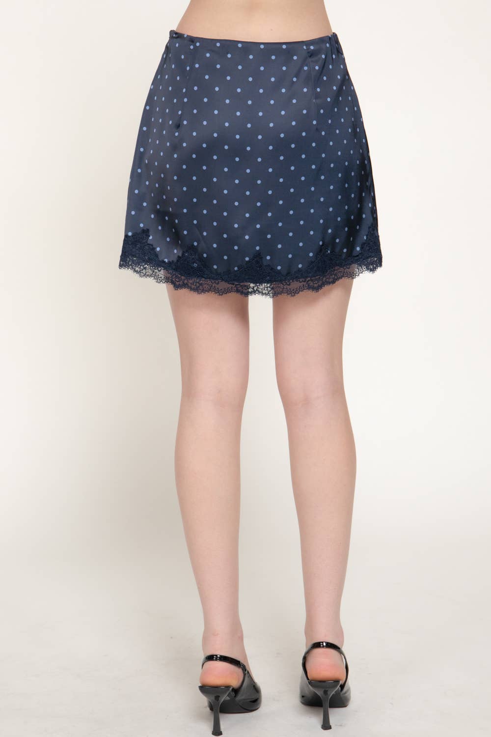 Polka Dot  Satin Mini Skirt