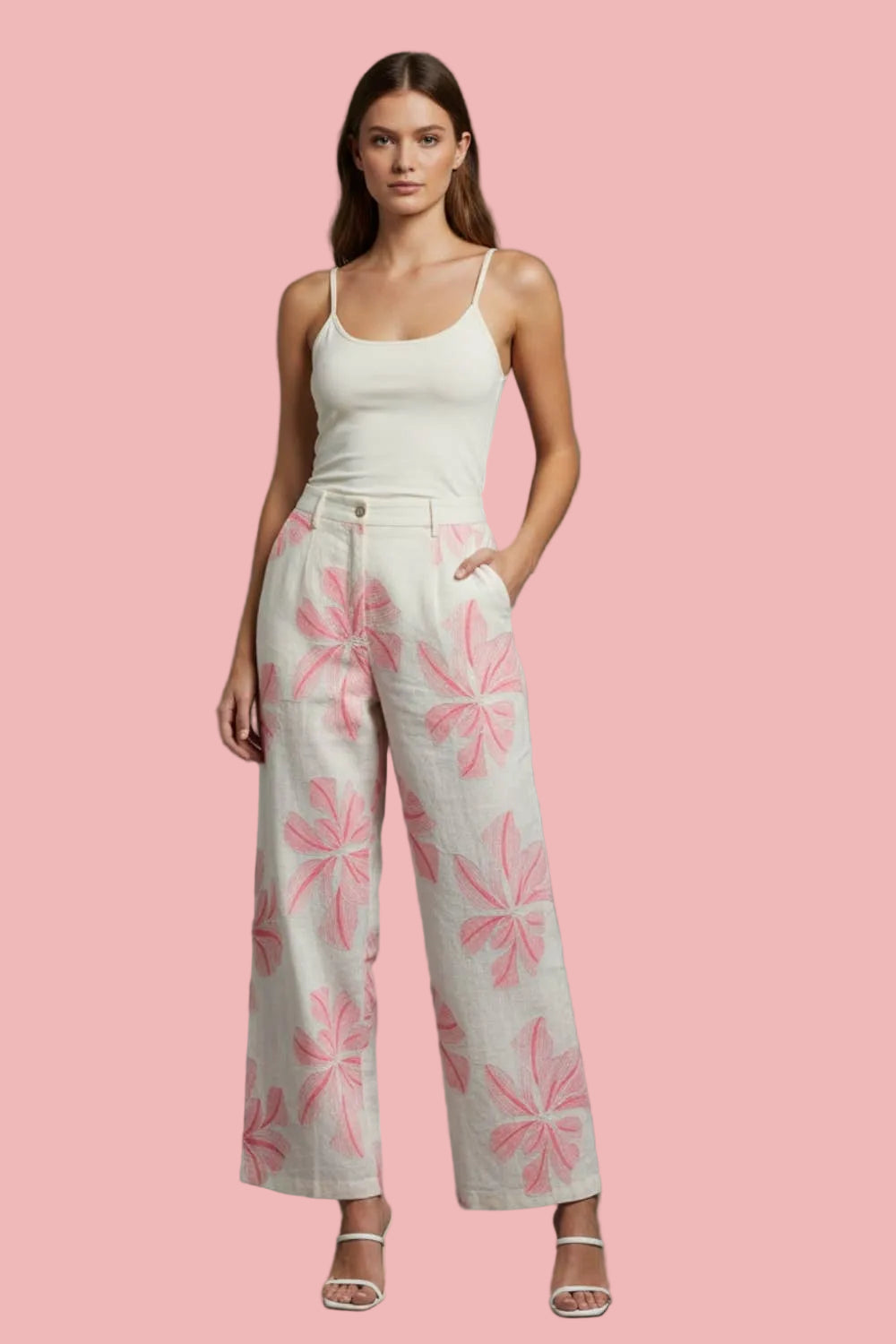 Floral Embroidery Pants