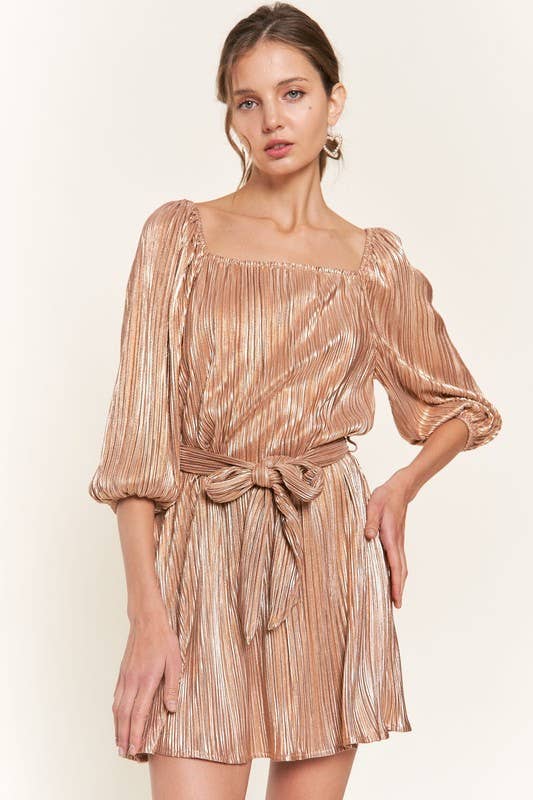 Square Neck Gold Dress