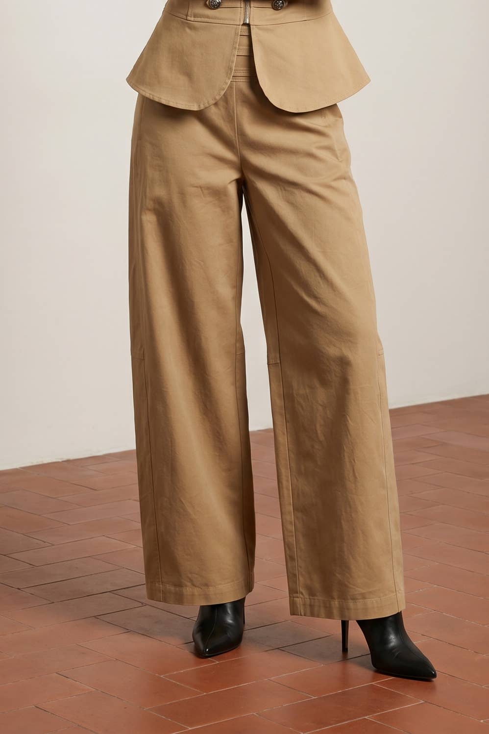 BUTTON DETAILED STRETCH TWILL PANTS