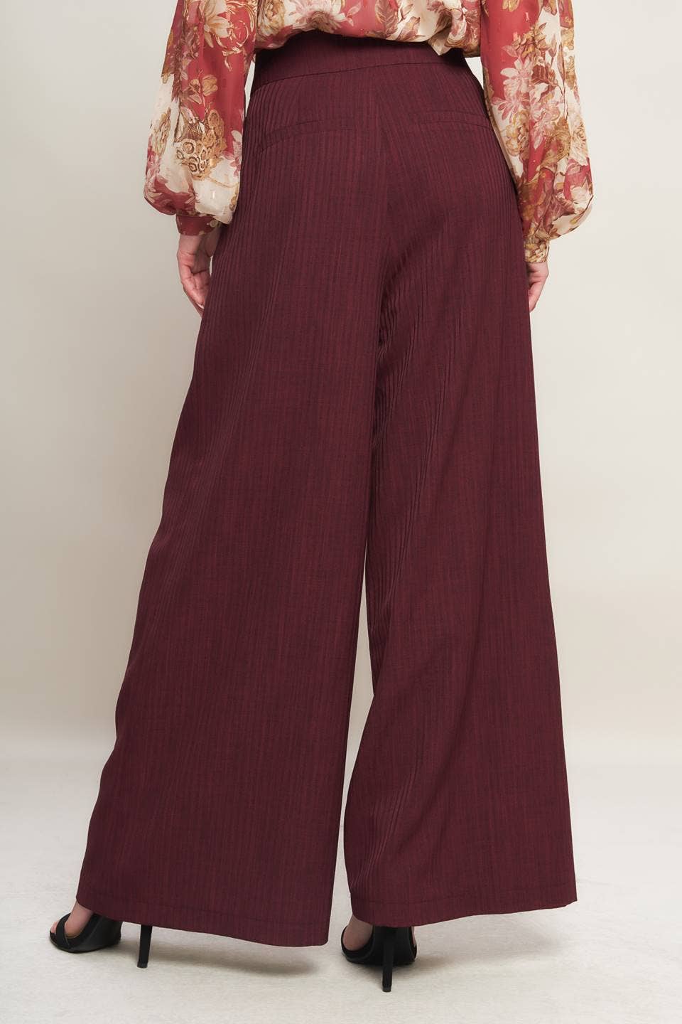Burgundy Wide Leg Pants